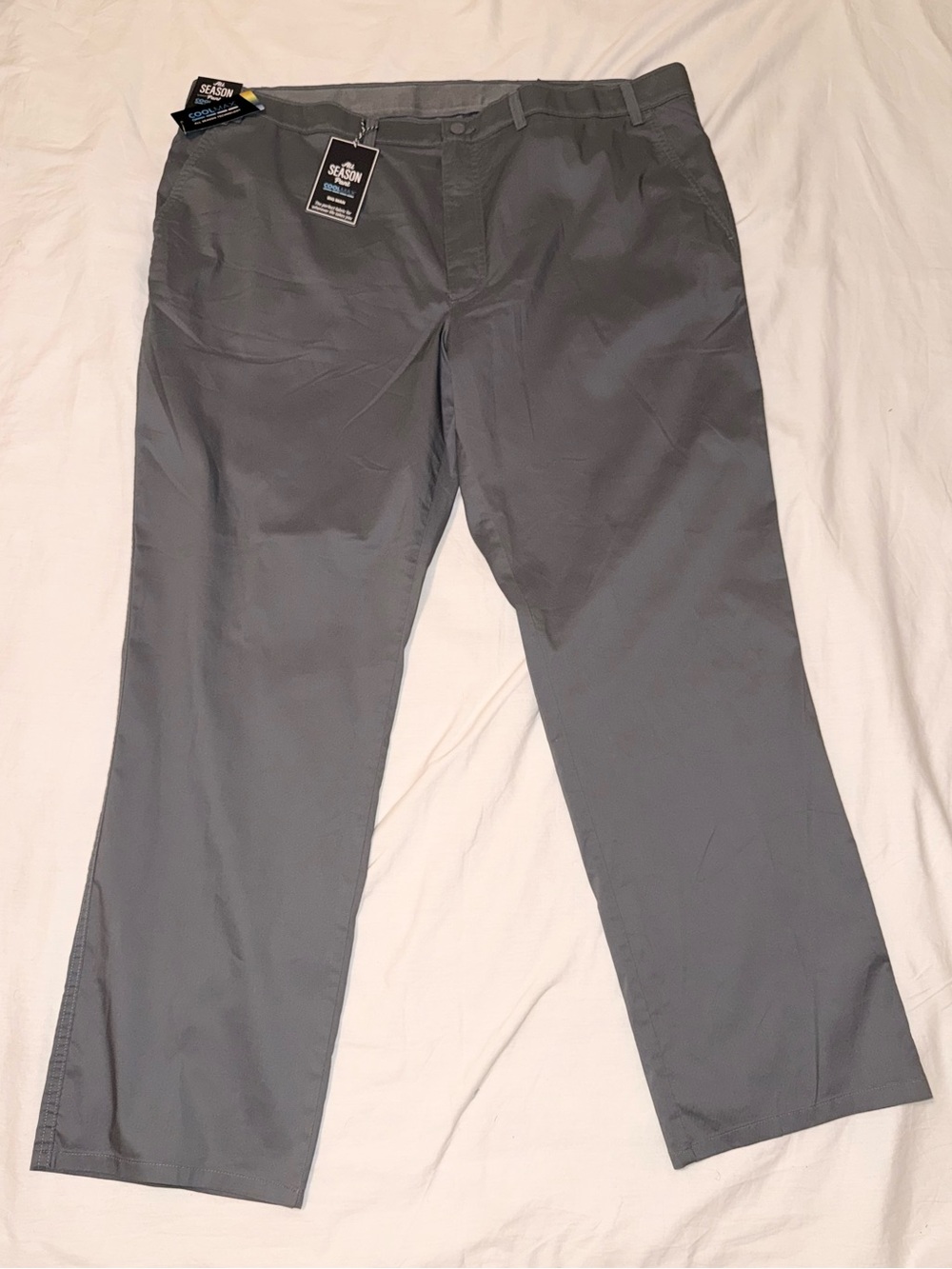 Roundtree & Yorke Coolmax All Season Pants Straight Fit Flat Front 46x32 Blue - Picture 3 of 6
